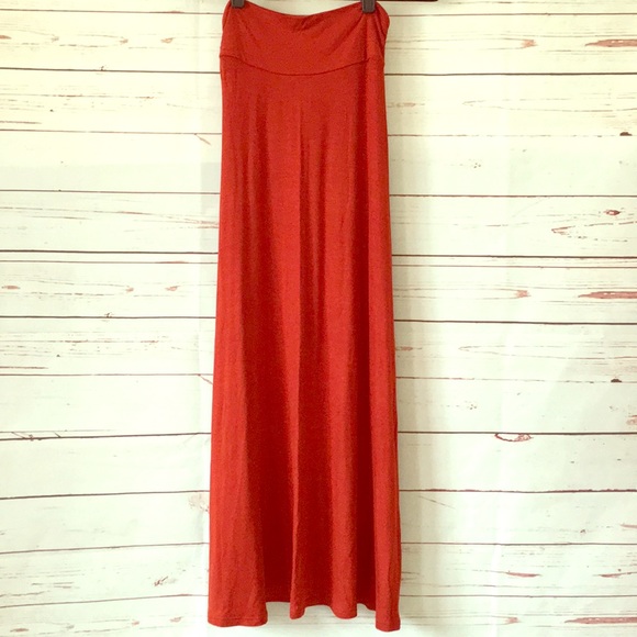 burnt orange long skirt